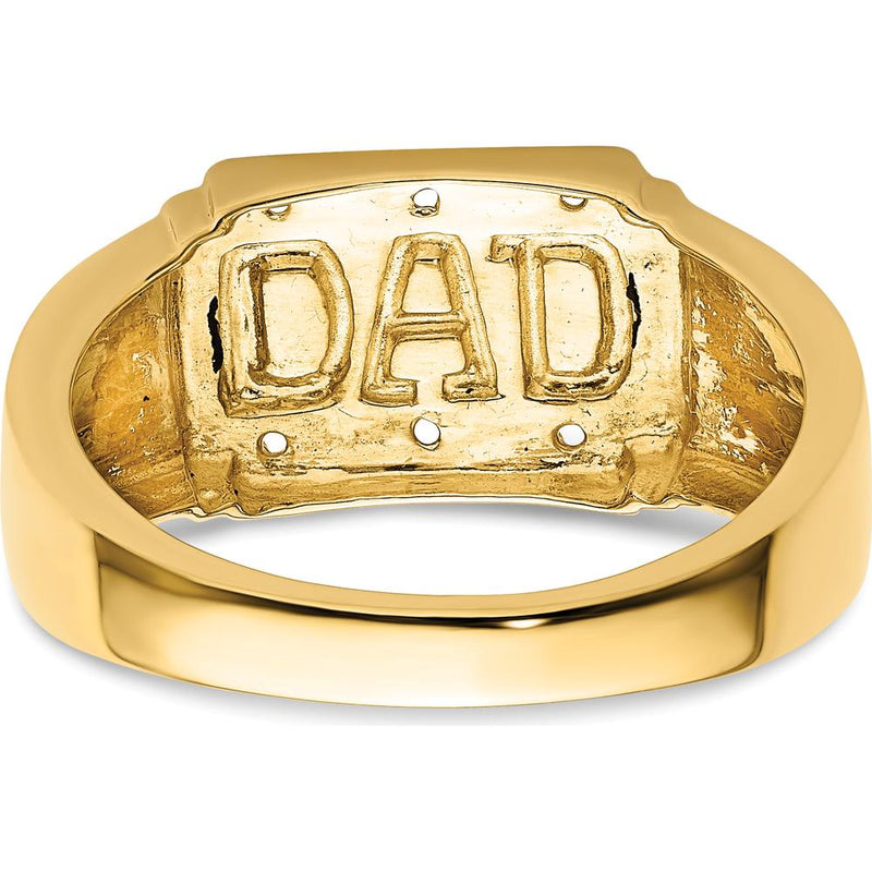 14K Yellow Gold Polished Men's DAD Ring with Side Stone Mountings - Customizable Design by 0