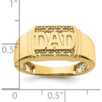14K Yellow Gold Polished Men's DAD Ring with Side Stone Mountings - Customizable Design by 0