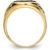 14K Yellow Gold Polished Men's Masonic Ring with Oval Onyx and Black Enamel Accent by IBGoodman