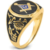14K Yellow Gold Polished Men's Masonic Ring with Oval Onyx and Black Enamel Accent by IBGoodman