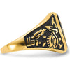 14K Yellow Gold Polished Men's Masonic Ring with Oval Onyx and Black Enamel Accent by IBGoodman
