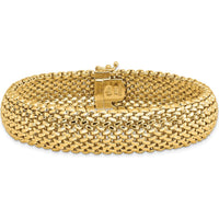 14K Yellow Gold Polished Mesh 7.25" Bracelet - 13.75mm Width by 0
