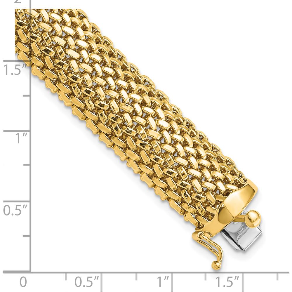 14K Yellow Gold Polished Mesh 7.25" Bracelet - 13.75mm Width by 0