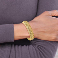 14K Yellow Gold Polished Mesh 7.25" Bracelet - 13.75mm Width by 0