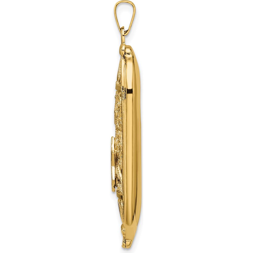 14K Yellow Gold Polished Mezuzah Pendant with Blue and White Enameled Star of David by Oro Pregiato