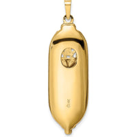 14K Yellow Gold Polished Mezuzah Pendant with Blue and White Enameled Star of David by Oro Pregiato