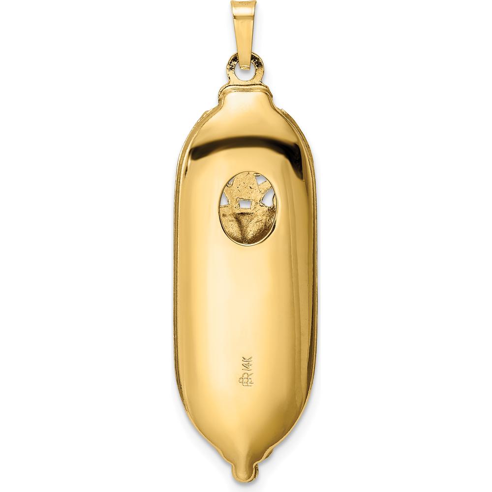 14K Yellow Gold Polished Mezuzah Pendant with Blue and White Enameled Star of David by Oro Pregiato