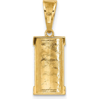14K Yellow Gold Polished Mezuzah Pendant with White Rhodium Accent by Oro Pregiato