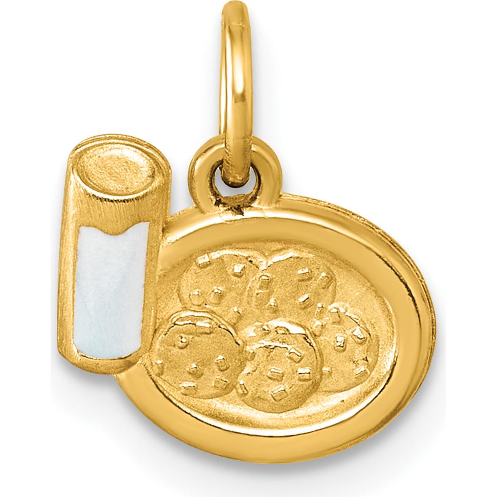 14K Yellow Gold Polished Milk and Cookies Pendant with Enamel Accents by Oro Pregiato