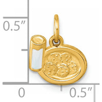 14K Yellow Gold Polished Milk and Cookies Pendant with Enamel Accents by Oro Pregiato