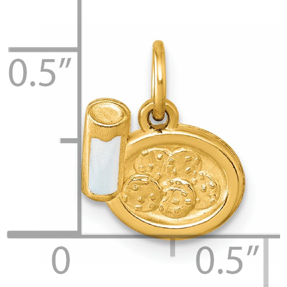 14K Yellow Gold Polished Milk and Cookies Pendant with Enamel Accents by Oro Pregiato
