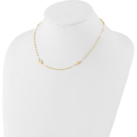 14K Yellow Gold Polished Miraculous Medal and Cross Beaded Rosary Design 16.5" Necklace by 0