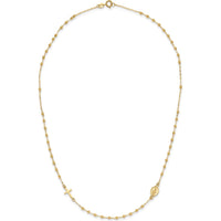 14K Yellow Gold Polished Miraculous Medal and Cross Beaded Rosary Design 16.5" Necklace by 0