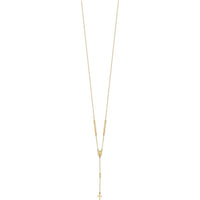 14K Yellow Gold Polished Miraculous Medal and Cross Rosary Y-Drop Necklace - 17.75" Length by 0