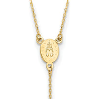 14K Yellow Gold Polished Miraculous Medal and Cross Rosary Y-Drop Necklace - 17.75" Length by 0