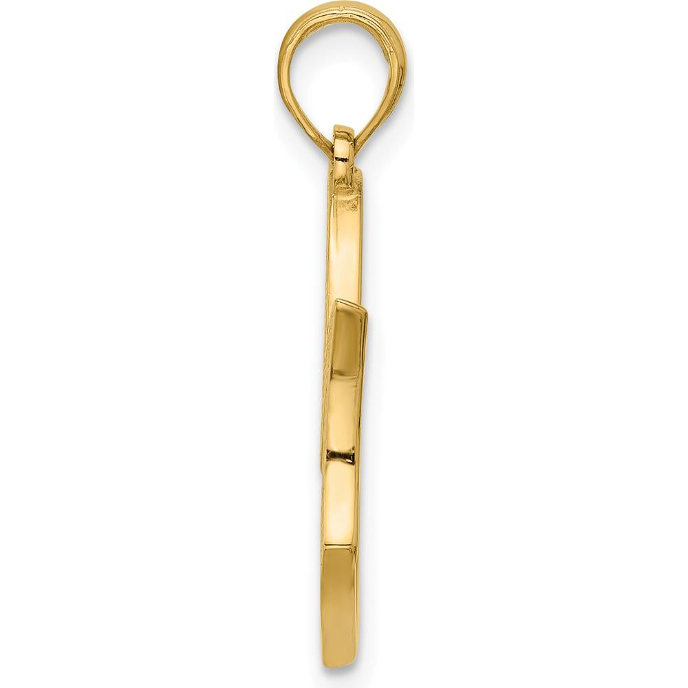 14K Yellow Gold Polished MOM Heart Pendant - 26mm Length by Oro Pregiato