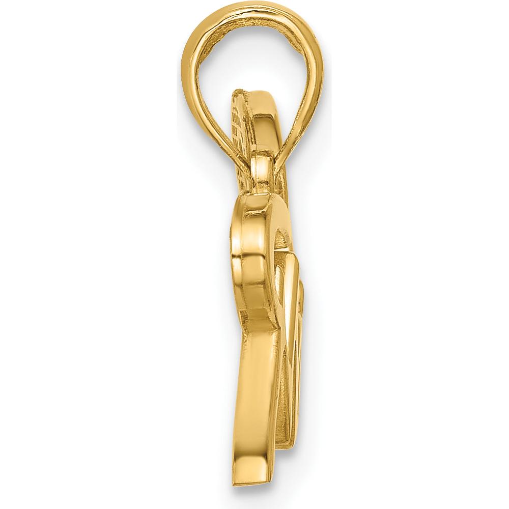 14K Yellow Gold Polished MOM Pendant with Heart Design by Oro Pregiato