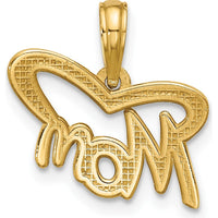 14K Yellow Gold Polished MOM Pendant with Heart Design by Oro Pregiato