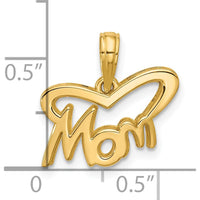 14K Yellow Gold Polished MOM Pendant with Heart Design by Oro Pregiato