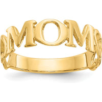 14K Yellow Gold Polished "Mom" Ring - Elegant Tapered Band by 0