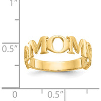 14K Yellow Gold Polished "Mom" Ring - Elegant Tapered Band by 0