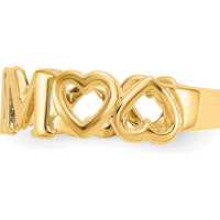 14K Yellow Gold Polished "Mom" Ring - Elegant Tapered Band by 0