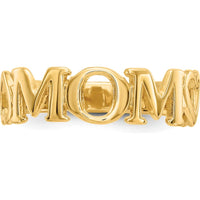 14K Yellow Gold Polished "Mom" Ring - Elegant Tapered Band by 0