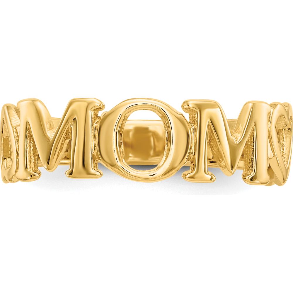 14K Yellow Gold Polished "Mom" Ring - Elegant Tapered Band by 0