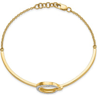 14K Yellow Gold Polished Moon and Star Half-Bangle Bracelet with 1/8 Carat Diamonds - Adjustable 7" Length with Extender by Monteluci Fine Jewelry