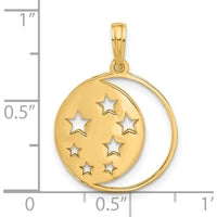 14K Yellow Gold Polished Moon and Stars Charm Pendant - Celestial Design by Oro Pregiato