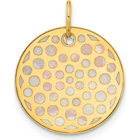 14K Yellow Gold Polished Mother of Pearl Earth Pendant - Reversible Global Design 17mm by Oro Pregiato