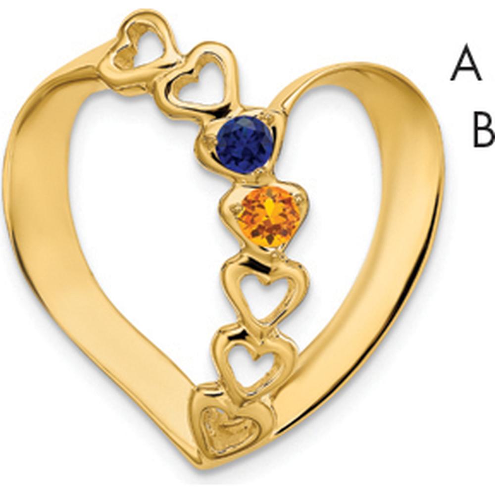 14K Yellow Gold Polished Mother's Heart Slide Pendant Mounting by Oro Pregiato
