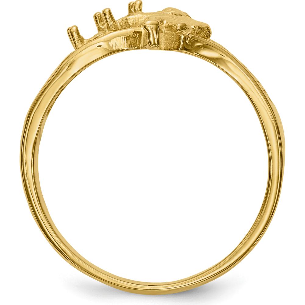 14K Yellow Gold Polished Mother's Ring with Angel Design - Customizable Round Stone Mounts by Oro Pregiato