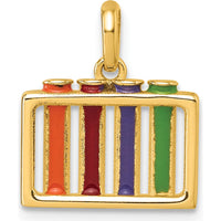 14K Yellow Gold Polished Multi-Color Enameled Test Tube Pendant by Oro Pregiato
