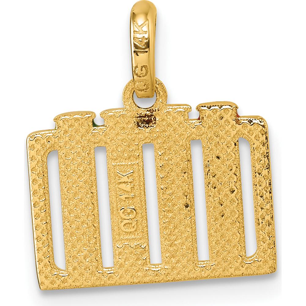 14K Yellow Gold Polished Multi-Color Enameled Test Tube Pendant by Oro Pregiato