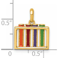 14K Yellow Gold Polished Multi-Color Enameled Test Tube Pendant by Oro Pregiato