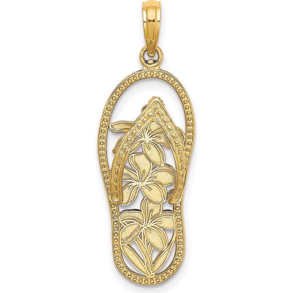 14K Yellow Gold Polished Multi Flower Flip-Flop Pendant Charm - 32.55mm Length by Oro Pregiato