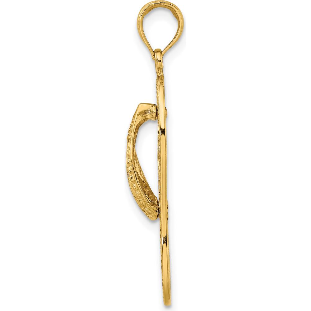 14K Yellow Gold Polished Multi Flower Flip-Flop Pendant Charm - 32.55mm Length by Oro Pregiato
