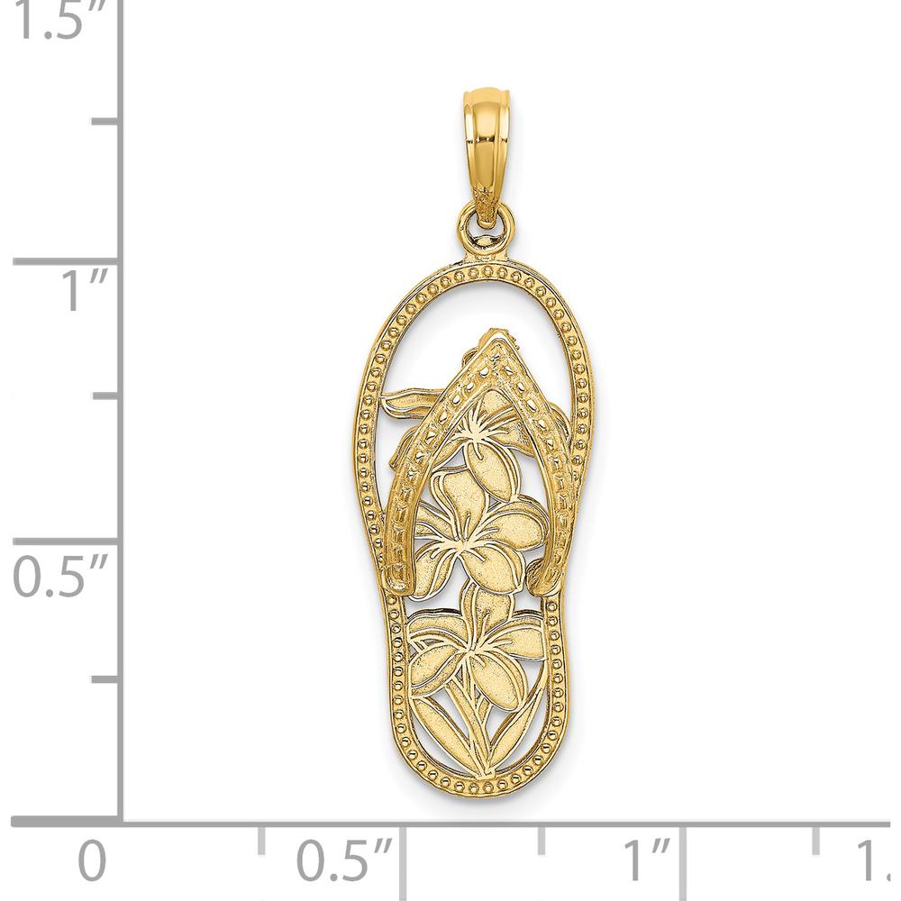 14K Yellow Gold Polished Multi Flower Flip-Flop Pendant Charm - 32.55mm Length by Oro Pregiato
