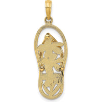 14K Yellow Gold Polished Multi Flower Flip-Flop Pendant Charm - 32.55mm Length by Oro Pregiato