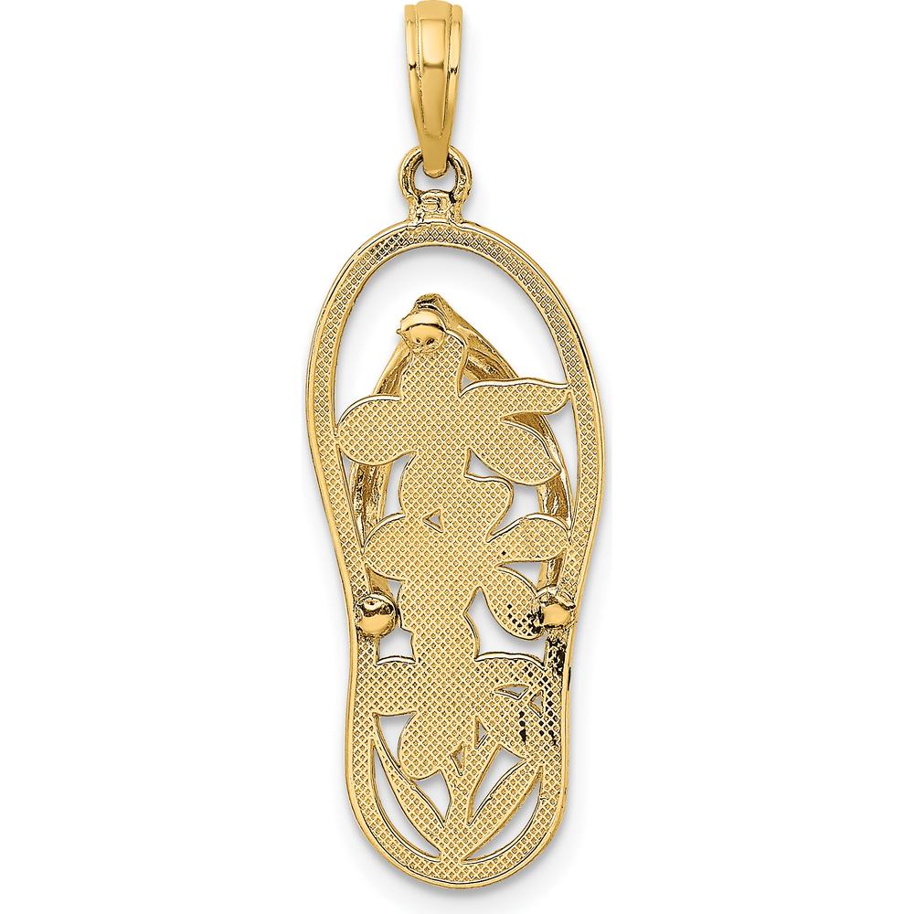 14K Yellow Gold Polished Multi Flower Flip-Flop Pendant Charm - 32.55mm Length by Oro Pregiato