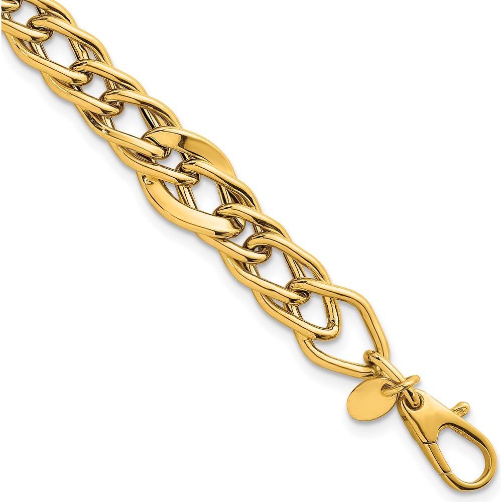 14K Yellow Gold Polished Multi Graduated Curb Link Bracelet - 8 inches, 6.7mm Width by 0