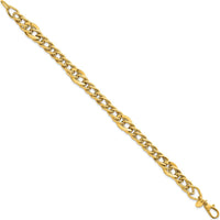 14K Yellow Gold Polished Multi Graduated Curb Link Bracelet - 8 inches, 6.7mm Width by 0