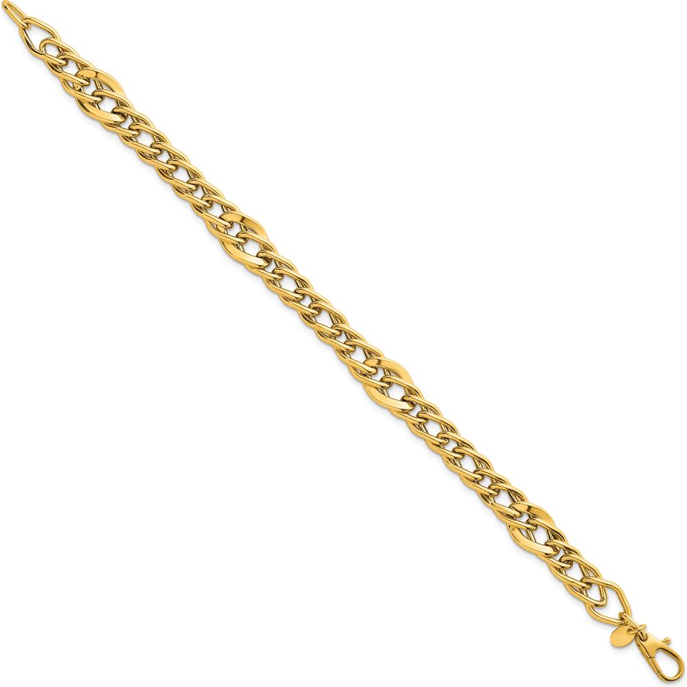 14K Yellow Gold Polished Multi Graduated Curb Link Bracelet - 8 inches, 6.7mm Width by 0