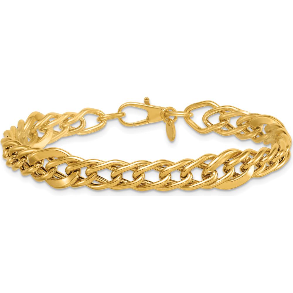 14K Yellow Gold Polished Multi Graduated Curb Link Bracelet - 8 inches, 6.7mm Width by 0