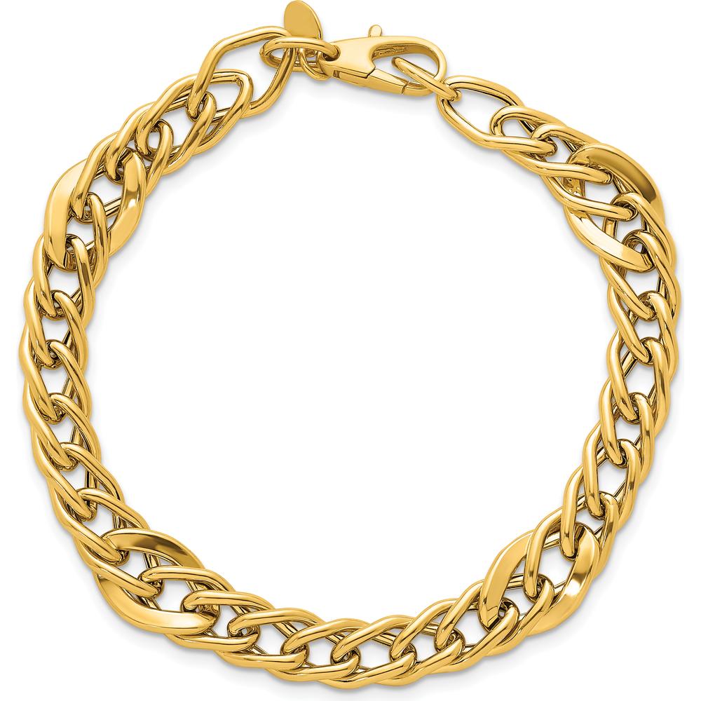 14K Yellow Gold Polished Multi Graduated Curb Link Bracelet - 8 inches, 6.7mm Width by 0