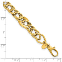 14K Yellow Gold Polished Multi Graduated Curb Link Bracelet - 8 inches, 6.7mm Width by 0