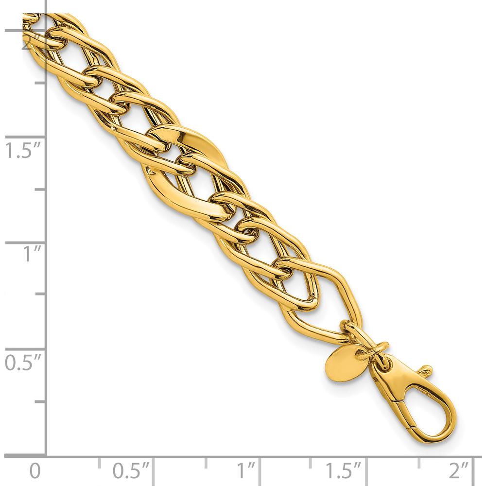 14K Yellow Gold Polished Multi Graduated Curb Link Bracelet - 8 inches, 6.7mm Width by 0