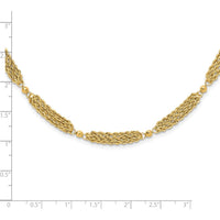14K Yellow Gold Polished Multi-Strand Diamond-Cut Rope and Beaded Necklace - 18.25" Length by 0