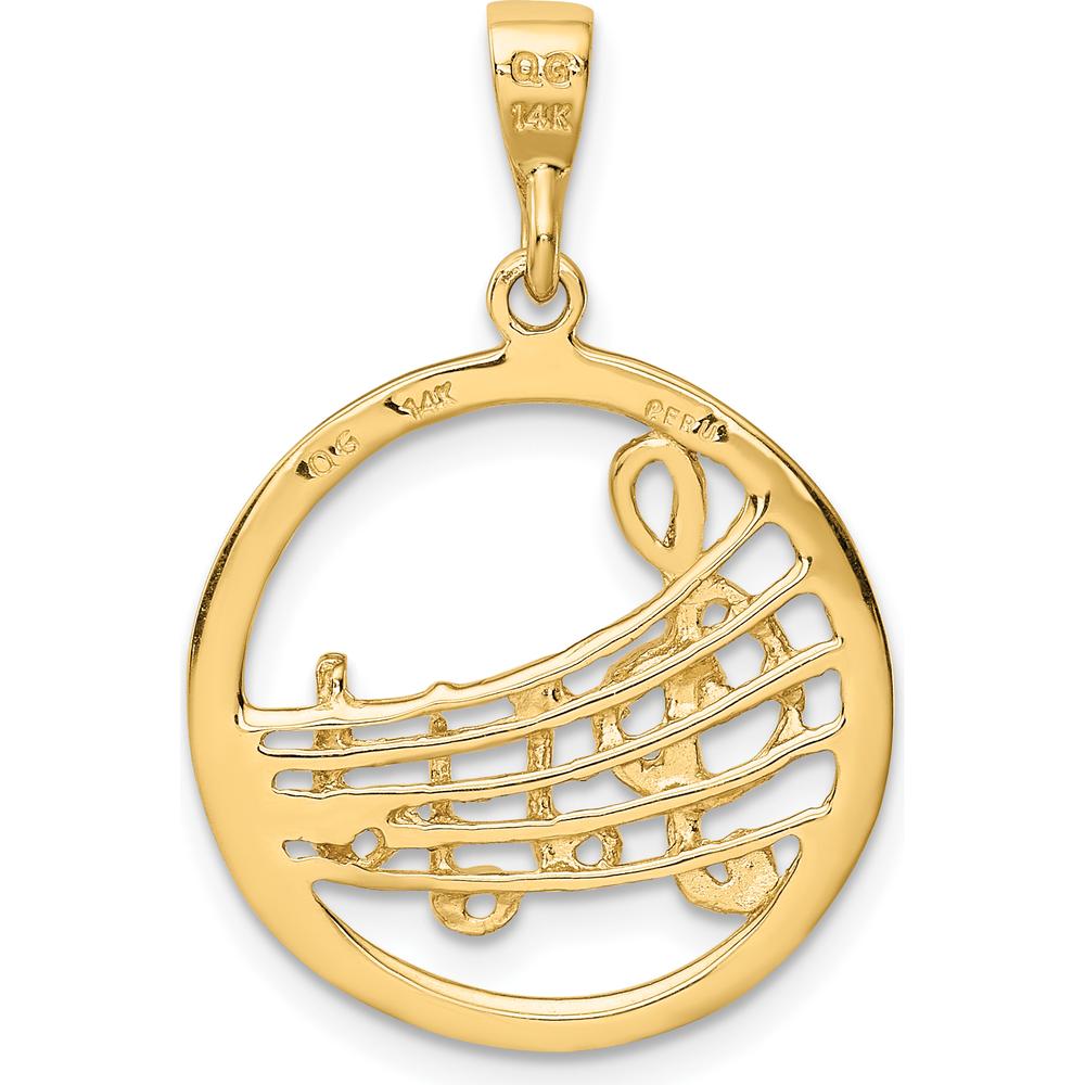 14K Yellow Gold Polished Musical Notes and Treble Clef Pendant - 22.1mm Length, 19.5mm Width by Oro Pregiato